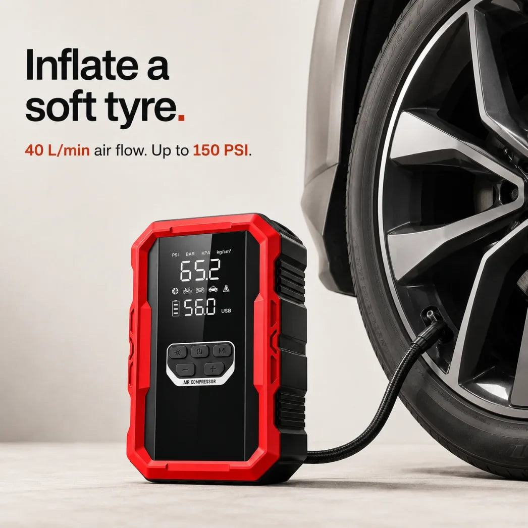 Jolturn Jump Star inflating a car tyre