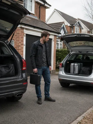 It's your partner's car, not yours — and the jump starter is in the wrong boot.